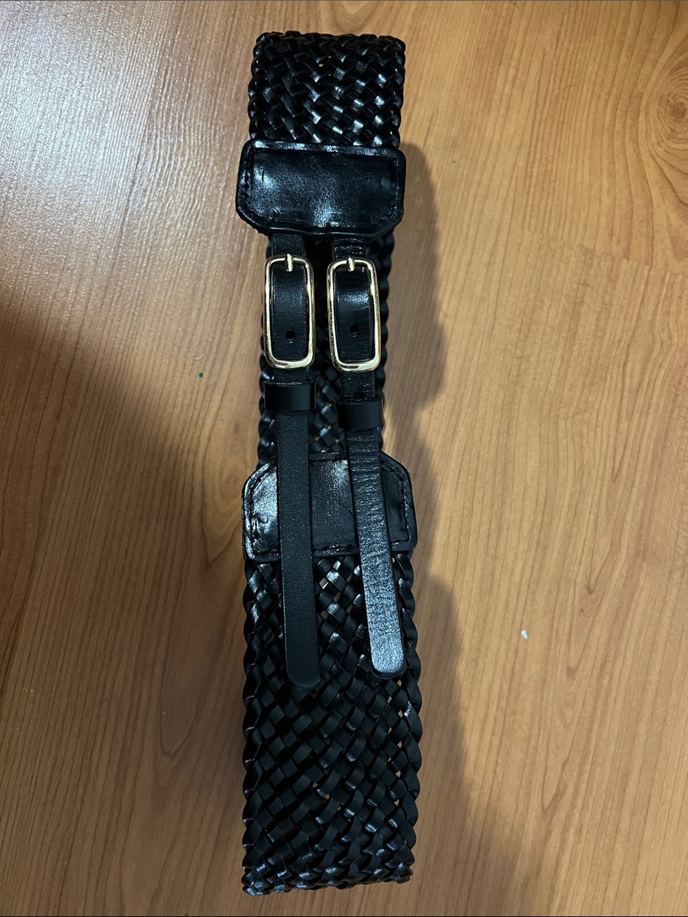 Talbots Braided Leather Belt in Black